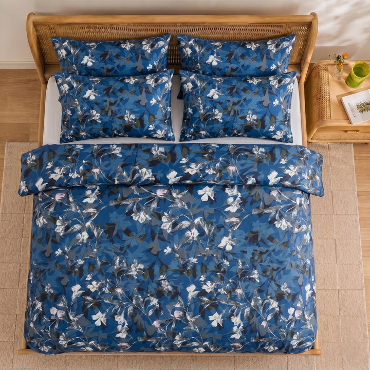 Ocean Whisper Cotton King Bedsheet - 250 TC