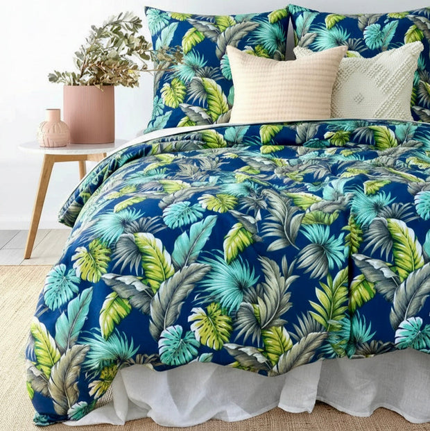 Blue Bagaan Cotton King Elastic Fitted King Bedsheet
