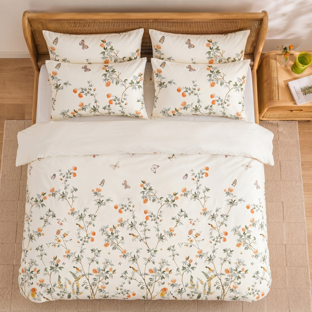 Sunrise Flower Cotton King Bedsheet - 250 TC