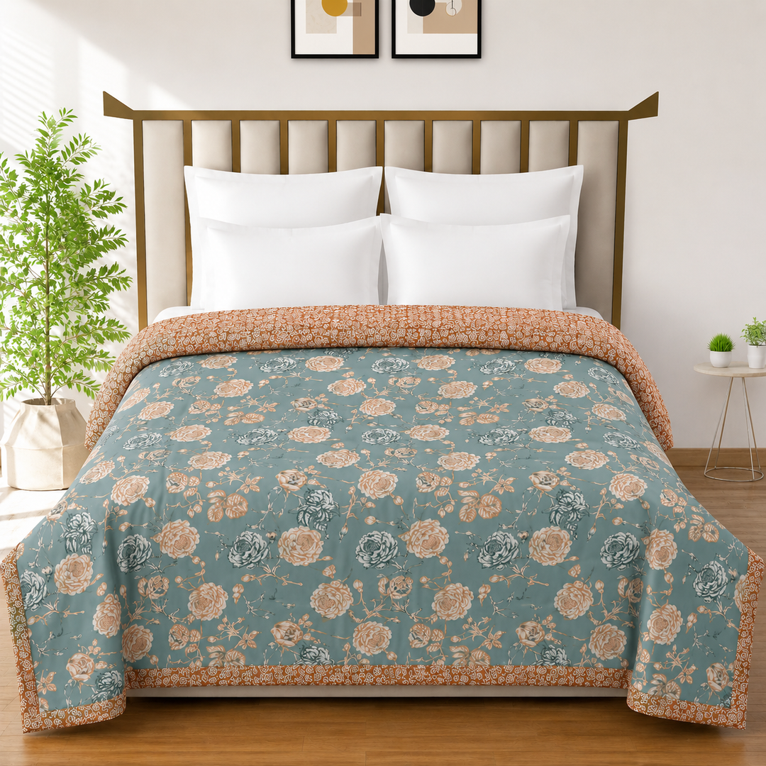 Sage Blossom 180 GSM AC Room Reversible Double Bed Comforter
