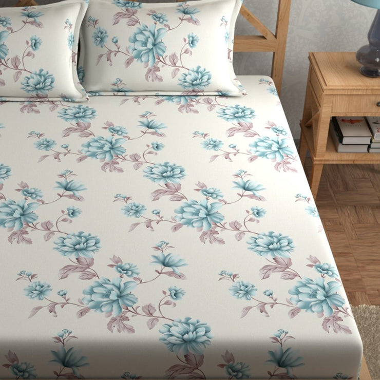 Floral Fizz 210 TC Cotton Blend Flat King Bedsheet