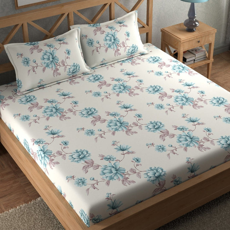 Floral Fizz 210 TC Cotton Blend Flat King Bedsheet