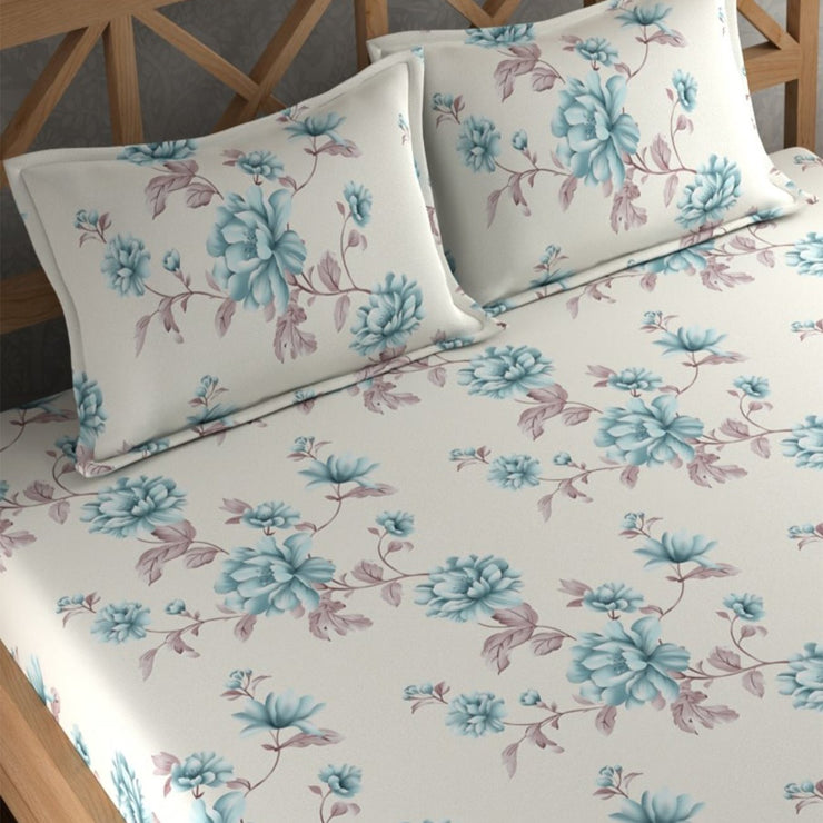 Floral Fizz 210 TC Cotton Blend Flat King Bedsheet