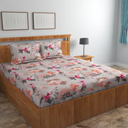 Pink Azalea Cotton Blend Elastic Fitted King Bedsheet