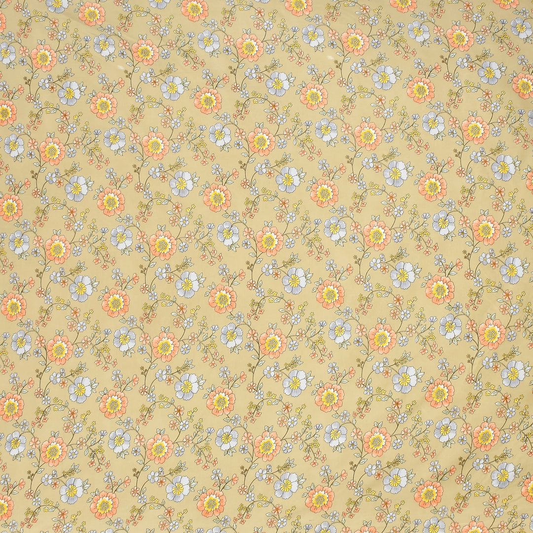 Flower Valley Cotton Blend Elastic Fitted King Bedsheet