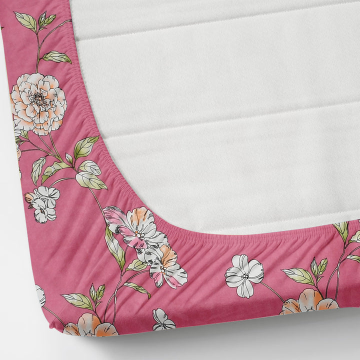 Lavender Rose Cotton Blend Elastic Fitted King Bedsheet