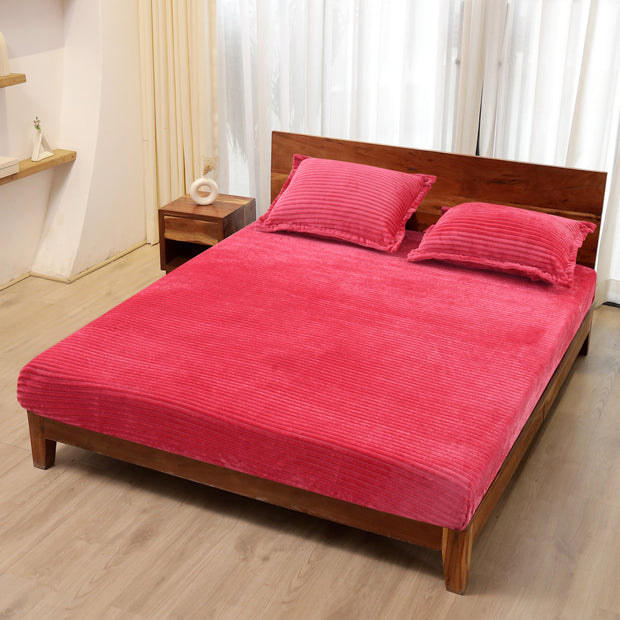 Pop Red Pencil Warm Winter Flannel Fitted King Bedsheet