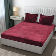 Glazed Ruby Pencil Warm Winter Flannel Fitted King Bedsheet