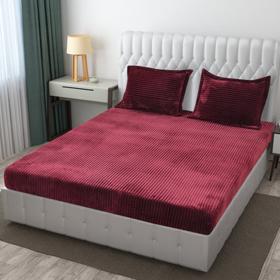 Glazed Ruby Pencil Warm Winter Flannel Fitted King Bedsheet