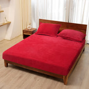 Sassy Red Pencil Warm Winter Flannel Fitted King Bedsheet