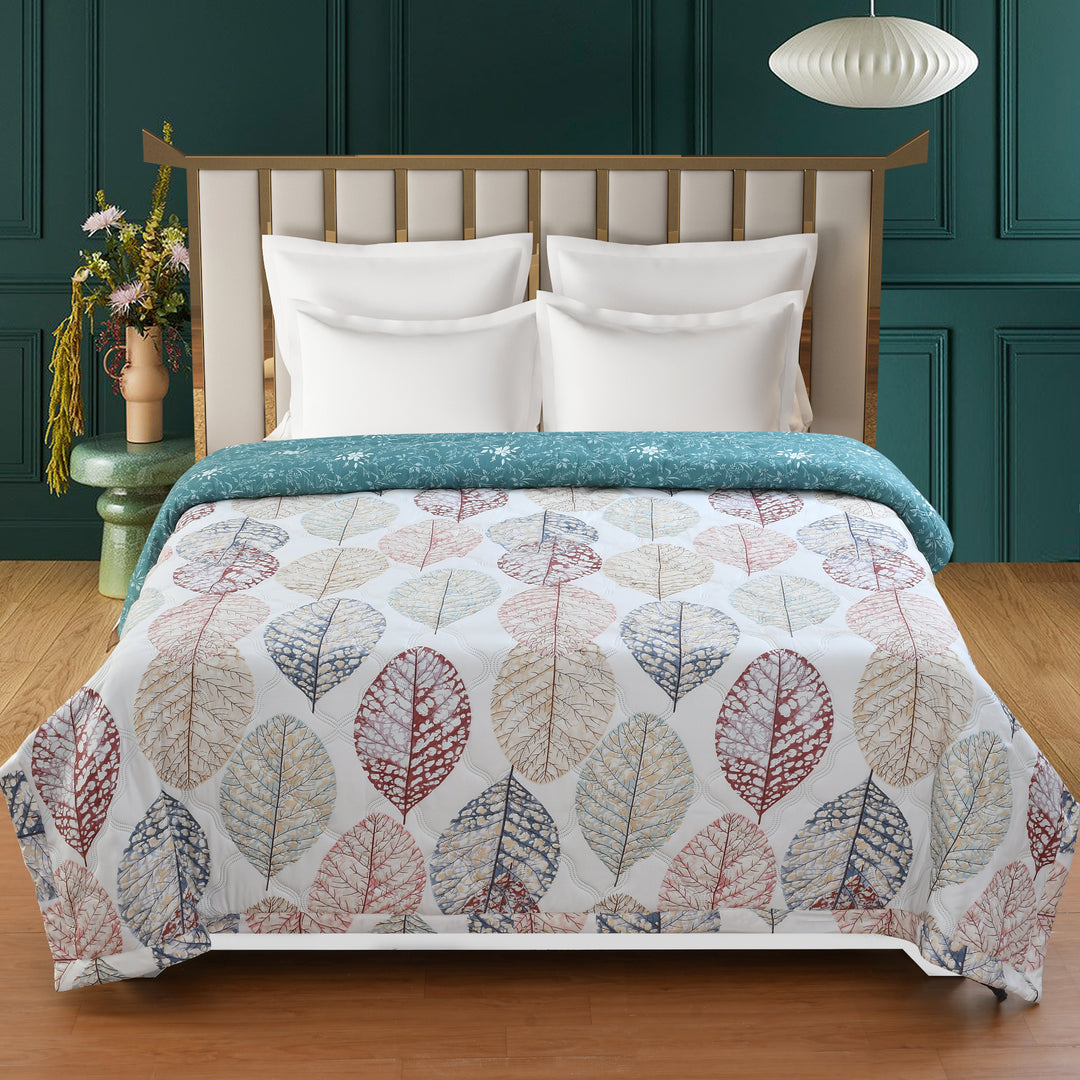 Multicolor Leaflet Comforter 180 GSM AC Room Reversible Single Bed Comforter