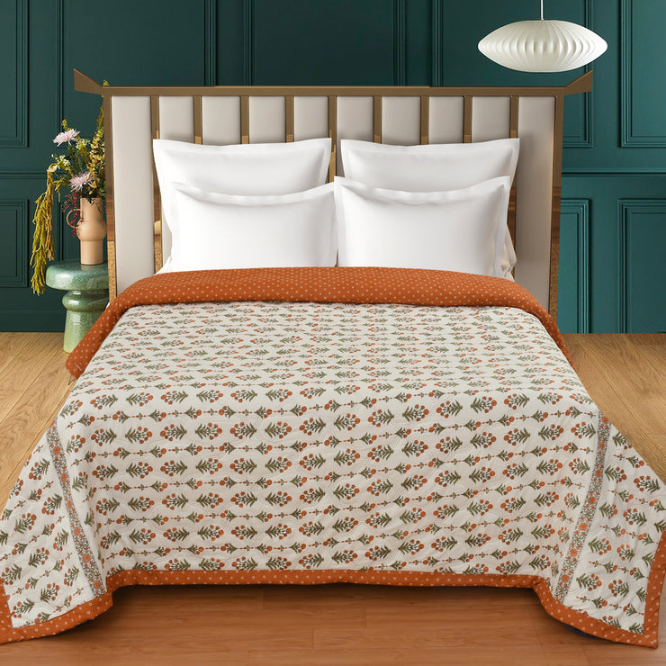 Orange Bail Cotton Blend Elastic Fitted King Bedding Set