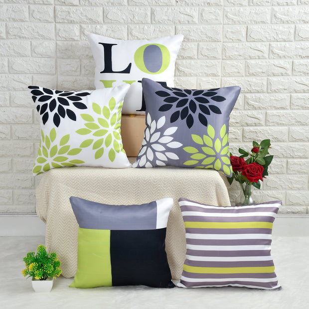 Serenity & Style Decor Hand Crafted Throw Cushion Covers 16”x 16” (Set of 5)