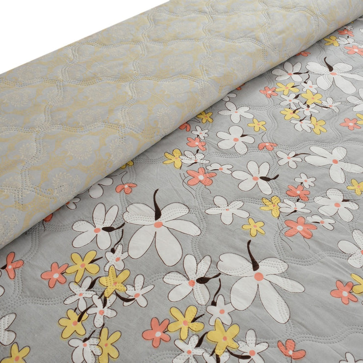 Grey Flower 180 GSM AC Room Reversible Double Bed Comforter