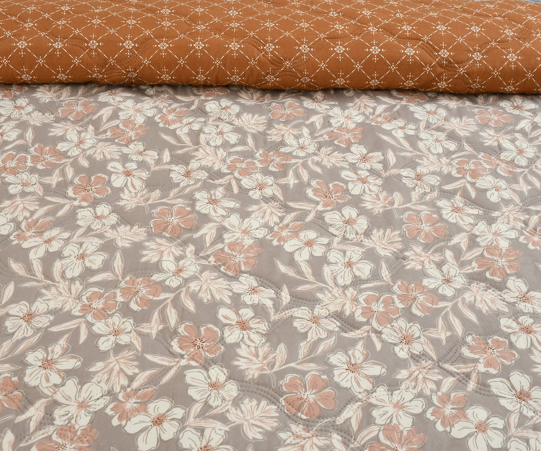 Ash Flowers 180 GSM AC Room Reversible Double Bed Comforter