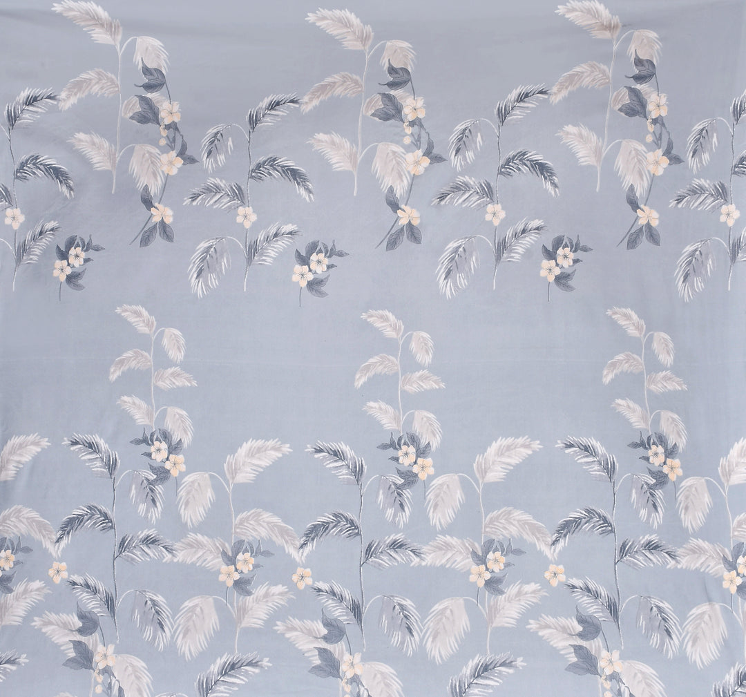 Serene Palm Bloom Cotton Blend Elastic Fitted King Bedsheet