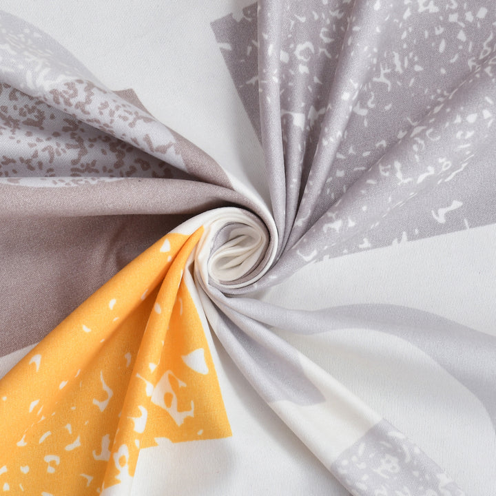 Modern Geometric Brew Cotton Blend Elastic Fitted King Bedsheet