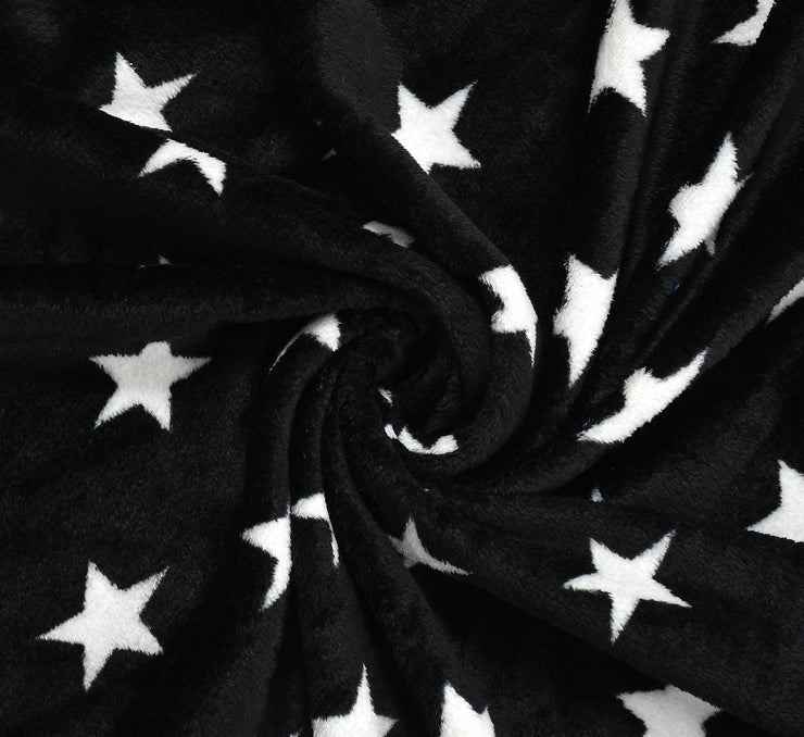 Black Star Warm Winter Flannel Fitted King Bedsheet