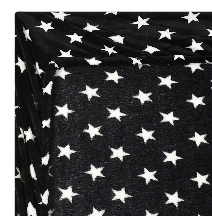 Black Star Warm Winter Flannel Fitted King Bedsheet