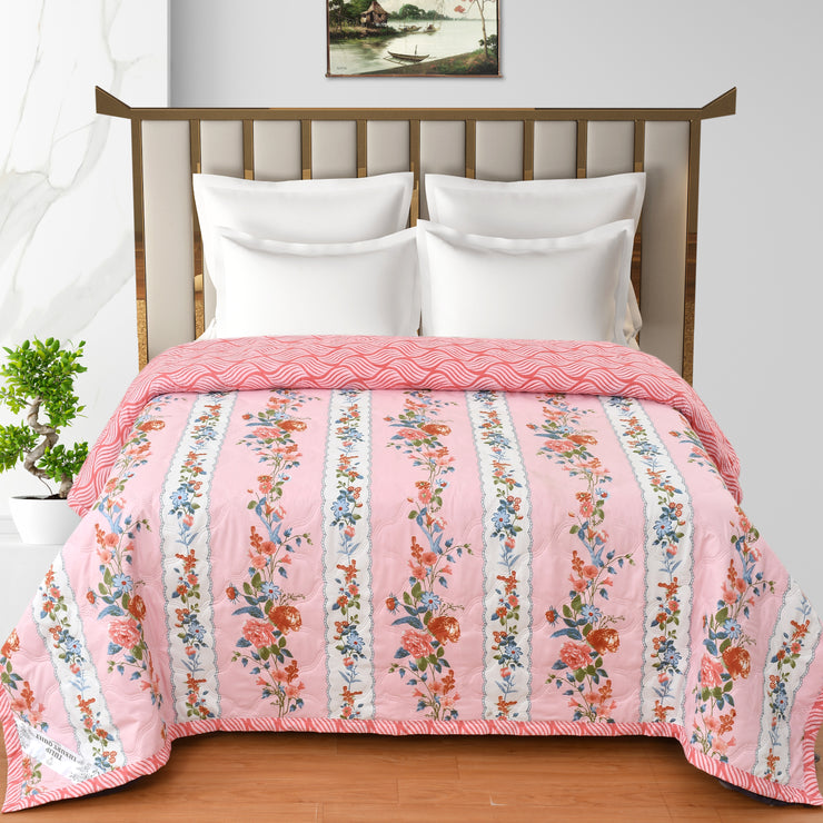 Flower Path 180 GSM AC Room Reversible Double Bed Comforter
