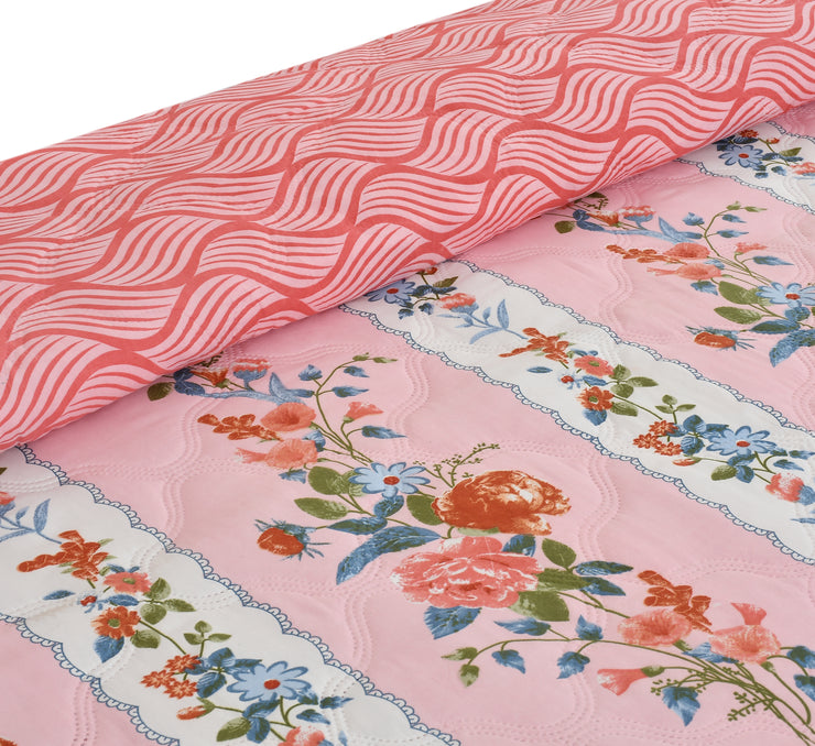 Flower Path 180 GSM AC Room Reversible Double Bed Comforter