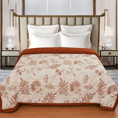 Leafy Brown Comforter 180 GSM AC Room Reversible Single Bed Comforter
