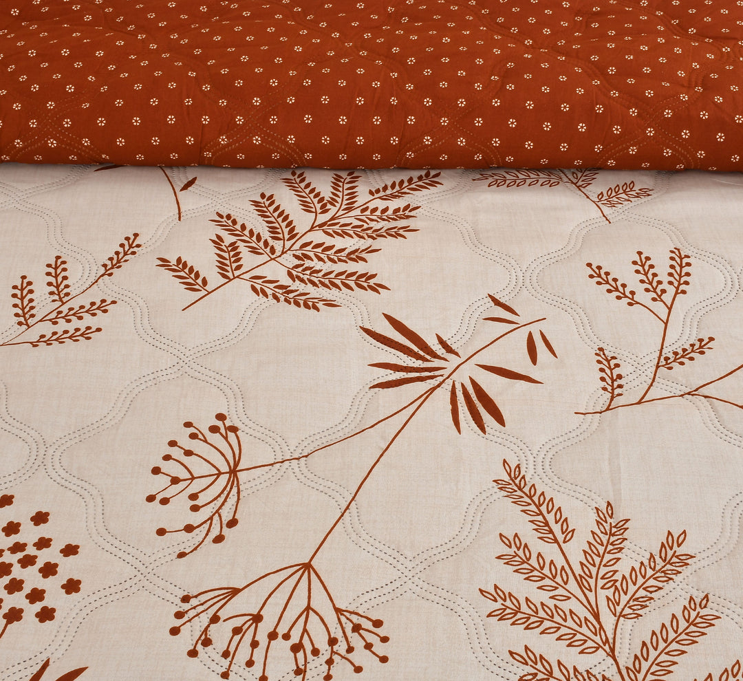 Leafy Brown Comforter 180 GSM AC Room Reversible Double Bed Comforter