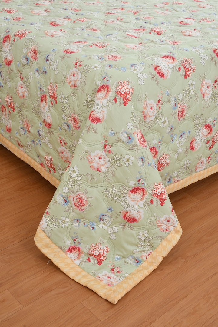 Rosy Green Comforter 180 GSM AC Room Reversible Double Bed Comforter