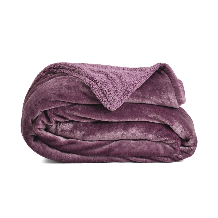 Sherpa California King Size Reversible 2in1 Blanket - Violet