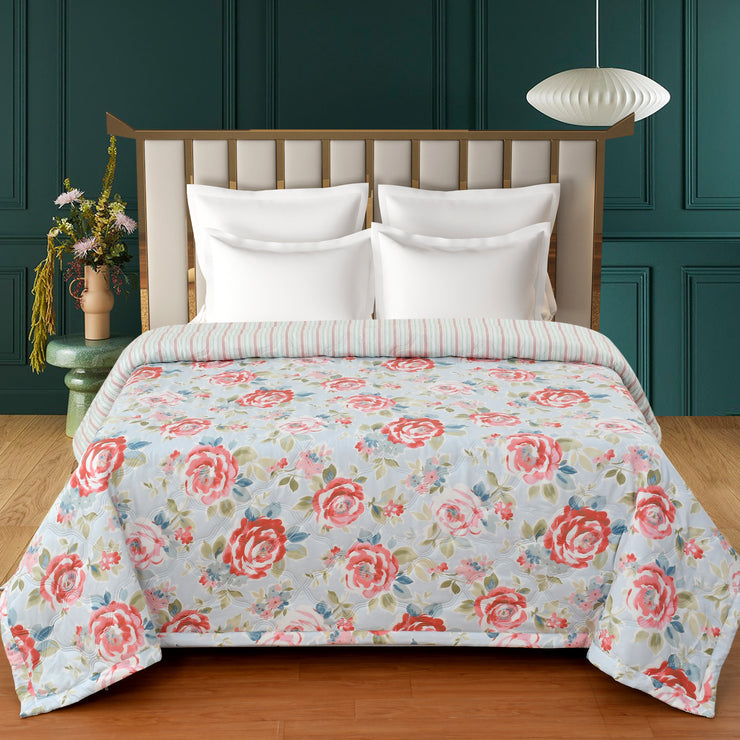 Blue Camellia Comforter 180 GSM AC Room Reversible Single Bed Comforter