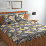 Grey Wallpaper Cotton Blend Elastic Fitted King Bedsheet