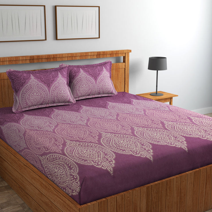 Ogee Lavender Cotton Blend Elastic Fitted King Bedsheet