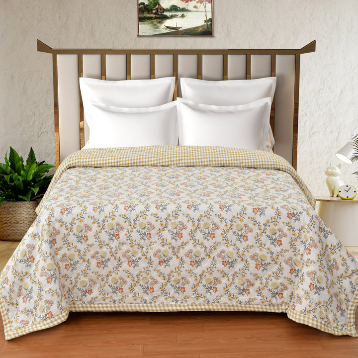 Floral Frost Comforter 180 GSM AC Room Reversible Single Bed Comforter