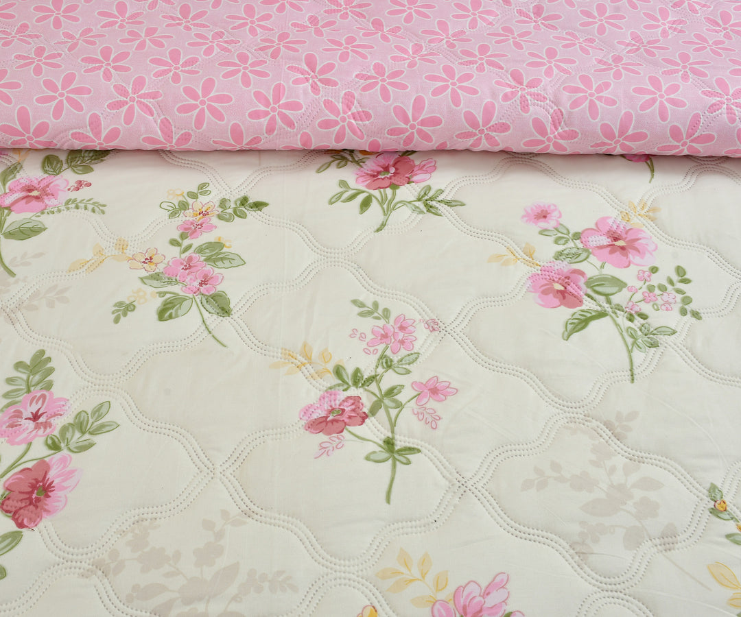 Pink Fields Comforter 180 GSM AC Room Reversible Single Bed Comforter
