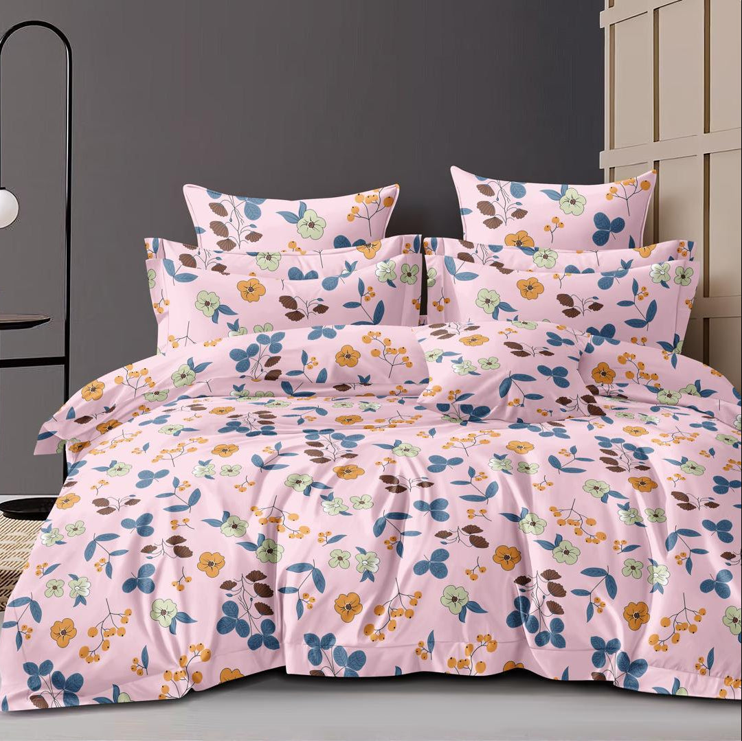Rosy Garden Cotton Blend Elastic Fitted King Bedsheet