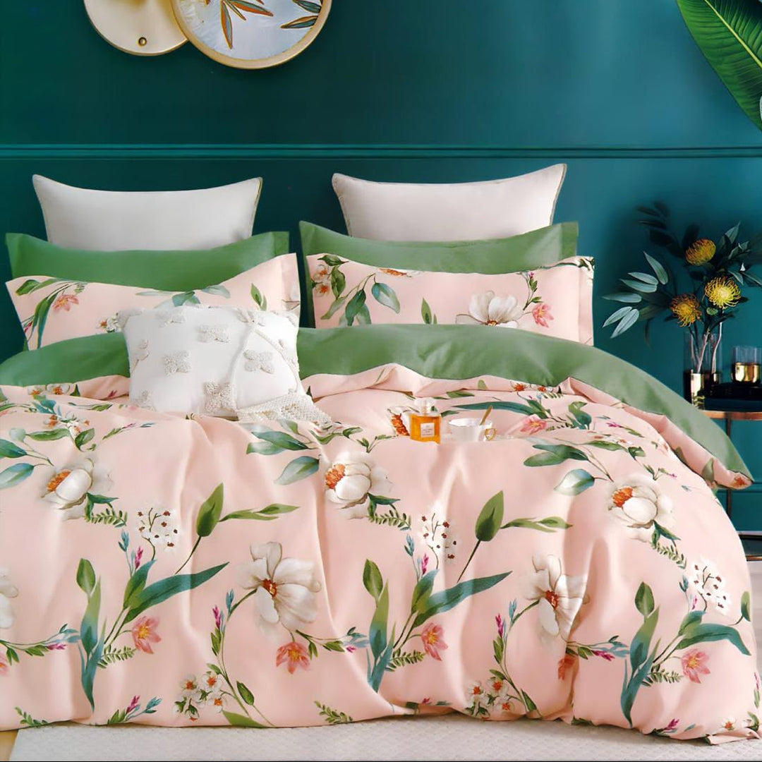 Rose Garden Cotton Blend Elastic Fitted King Bedsheet