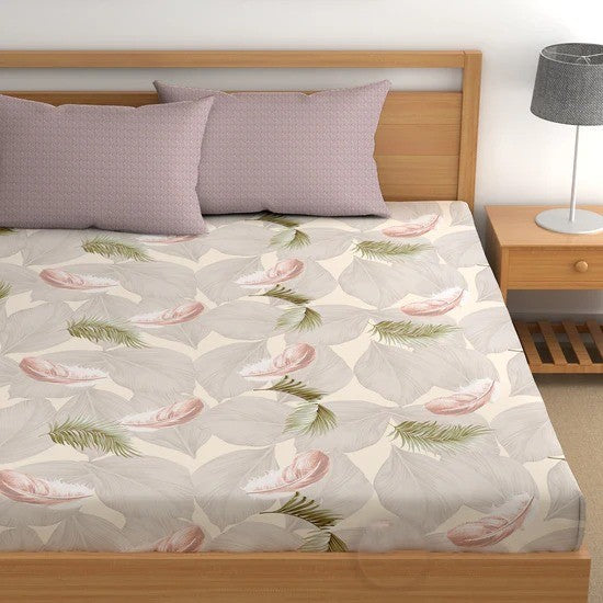 Feather Garden Cotton Blend Elastic Fitted King Bedsheet