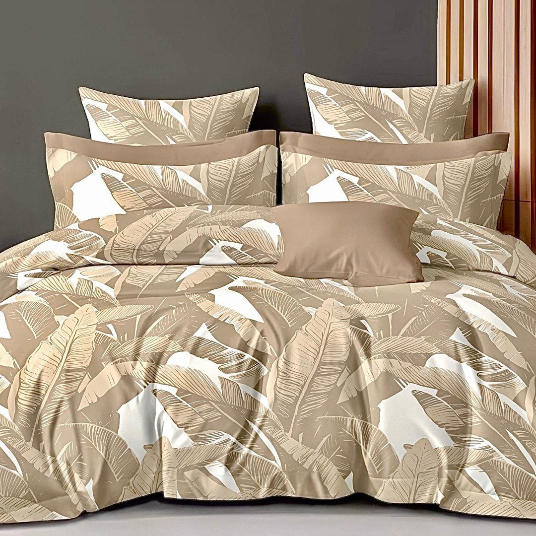 Beige Canopy 210 TC Cotton Blend Flat King Bedsheet