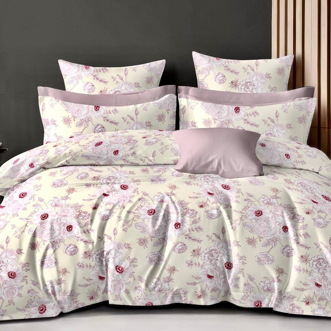 Blooming Grace 210 TC Cotton Blend Flat King Bedsheet