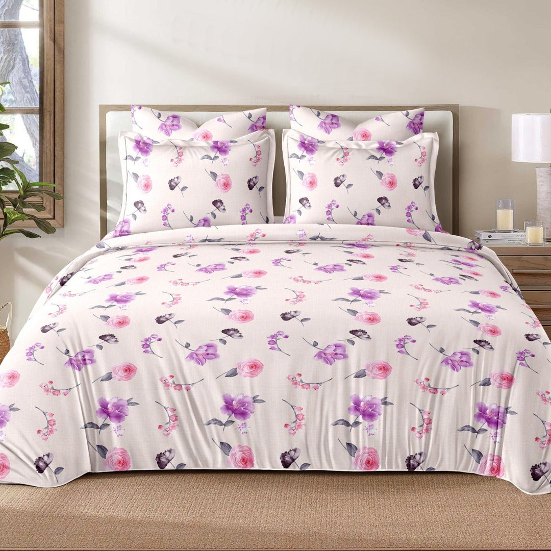 Lavender Blush 210 TC Cotton Blend Flat King Bedsheet