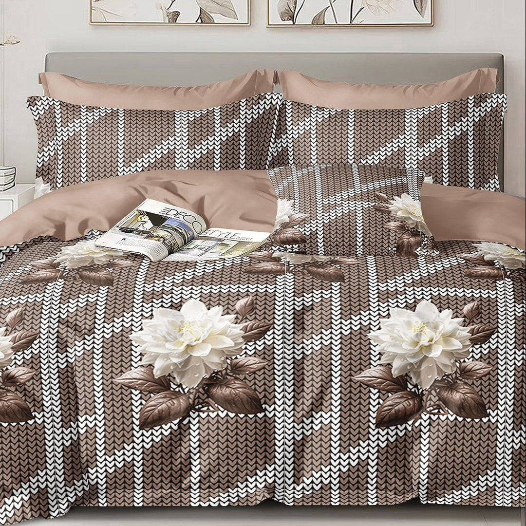 Cocoa Petals 210 TC Cotton Blend Flat King Bedsheet