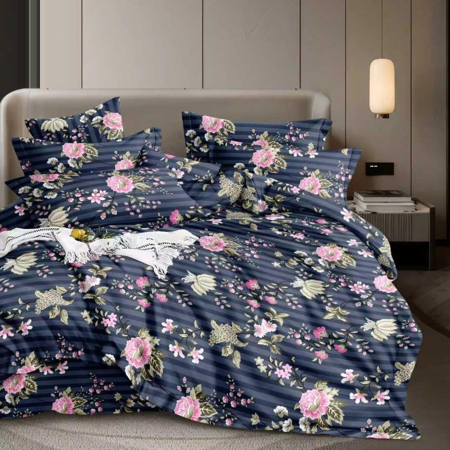 Indigo Reverie 210 TC Cotton Blend Flat King Bedsheet