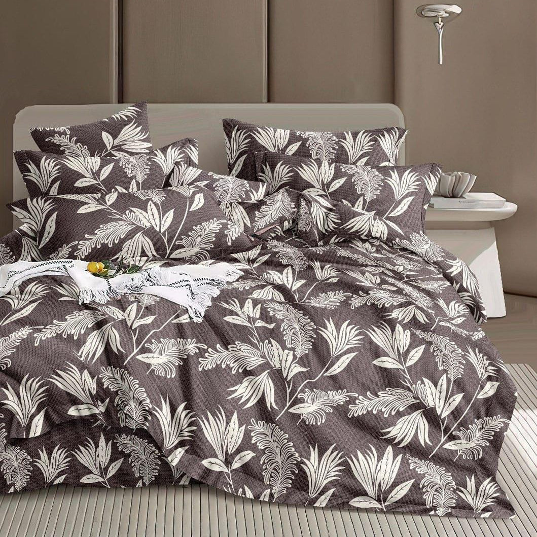 Monochrome Meadow 210 TC Cotton Blend Flat King Bedsheet