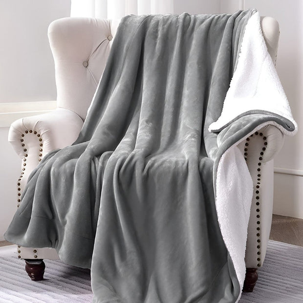 Sherpa California King Size Reversible 2in1 Blanket - Grey