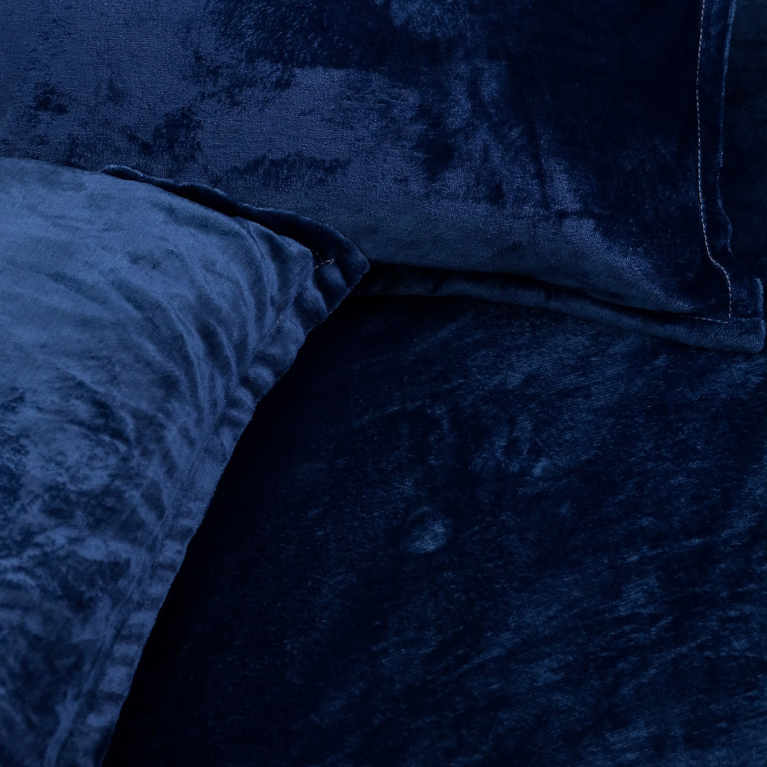 Navy Blue Warm Winter Flannel Fitted King Bedsheet