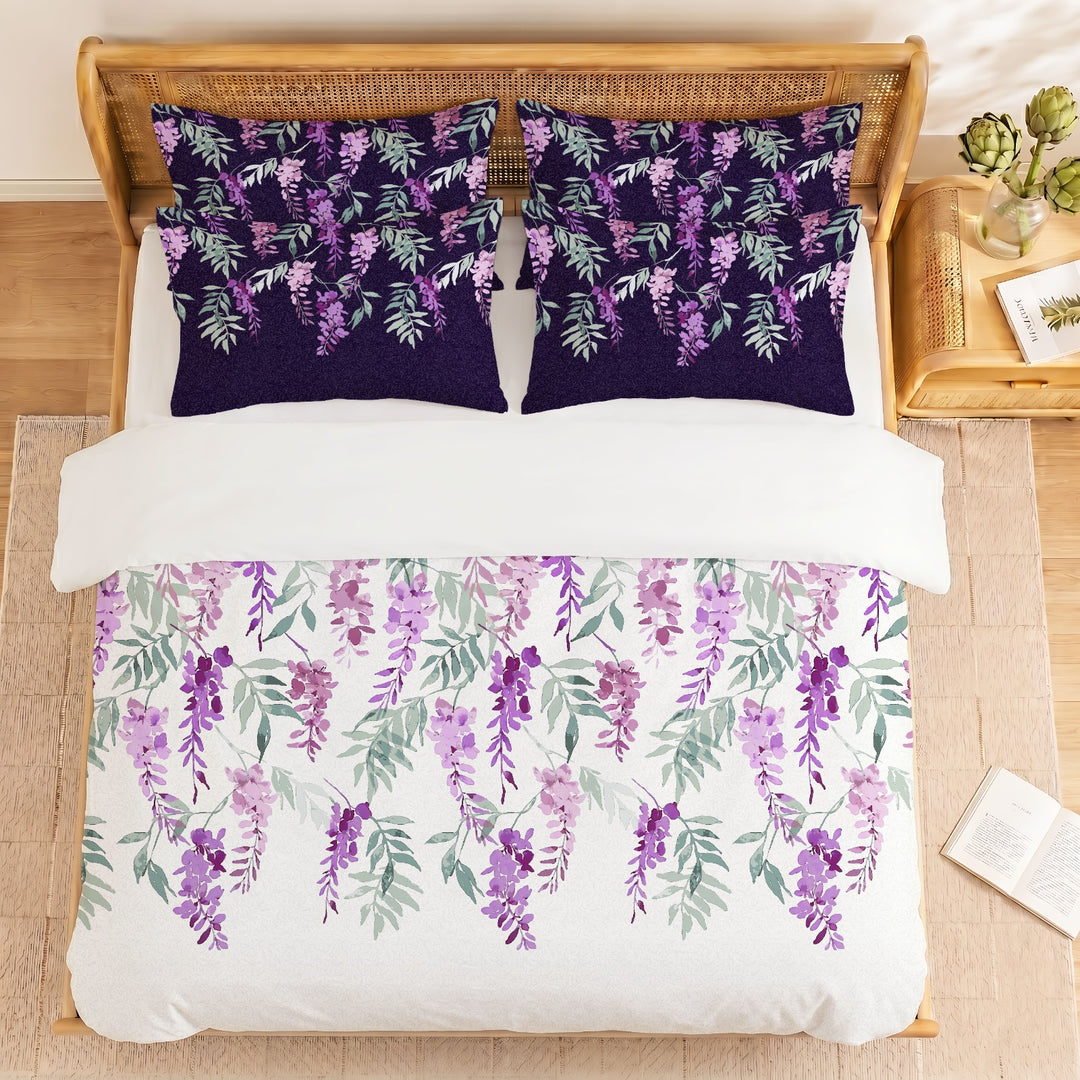 Lilac Hangings Cotton King Bedsheet - 250 TC