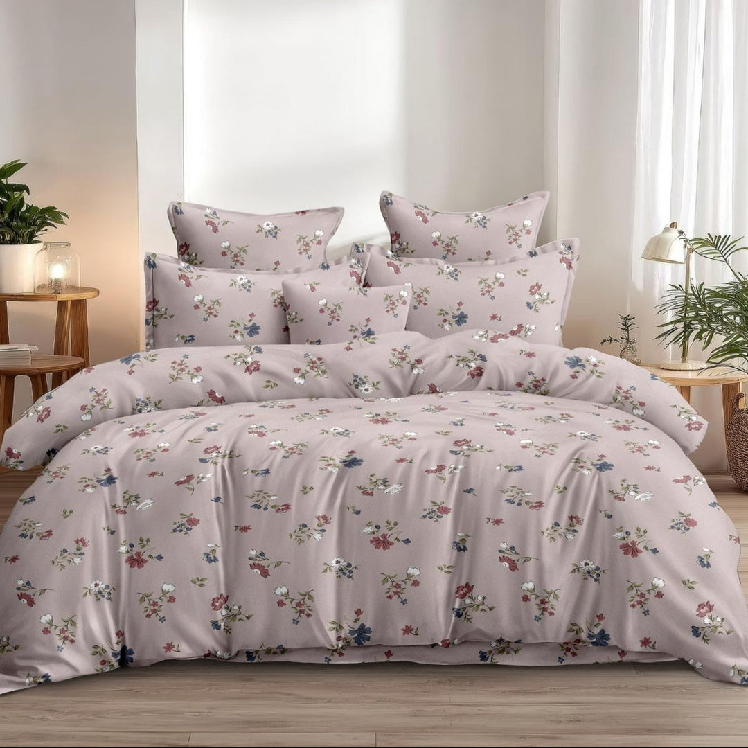 Floral Haze Cotton Blend Elastic Fitted King Bedsheet