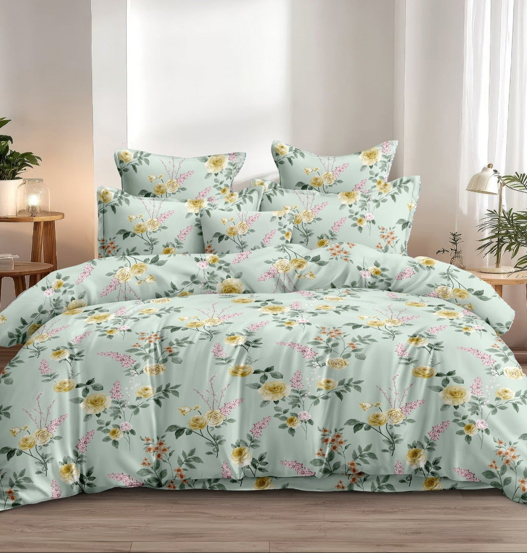 Spring Whisper Cotton Blend Super King Bedsheet with 2 Pillow Covers (108x108 inches)