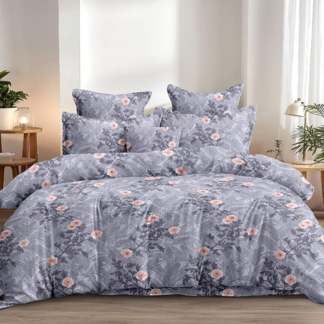 Willow Bloom Cotton Blend Super King Bedsheet with 2 Pillow Covers (108x108 inches)