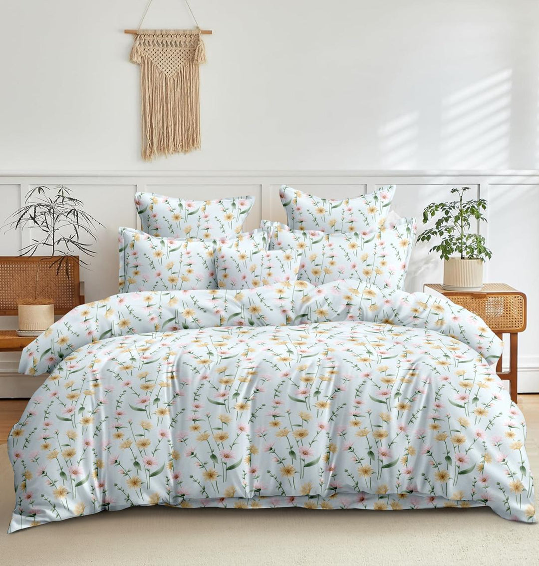 Daise Meadow Cotton Blend Elastic Fitted King Bedsheet